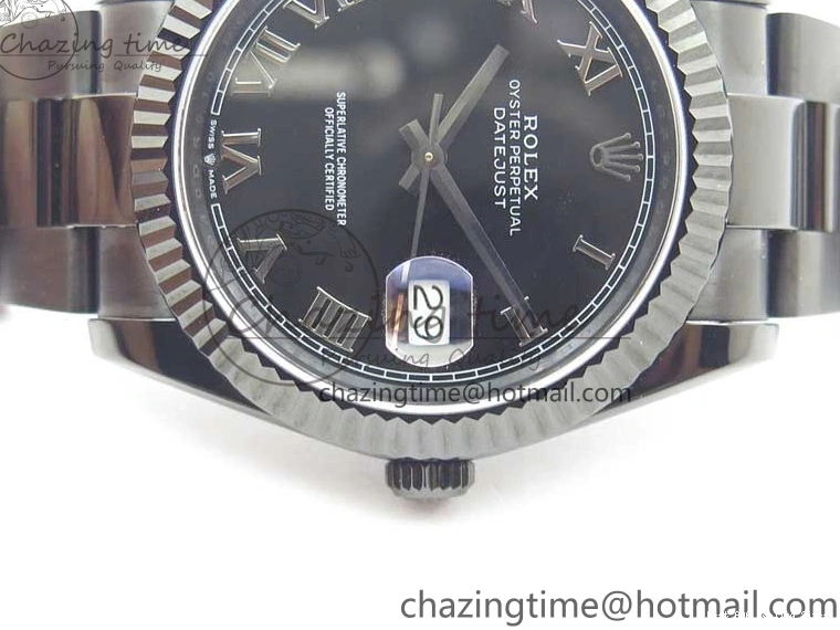 Best AAA Replica Sites Best Edition All DateJust Dial 41 Black Bracelet Markers PVD ModernLook A Roman PVD Oyster Black VRF 2793 on 0119